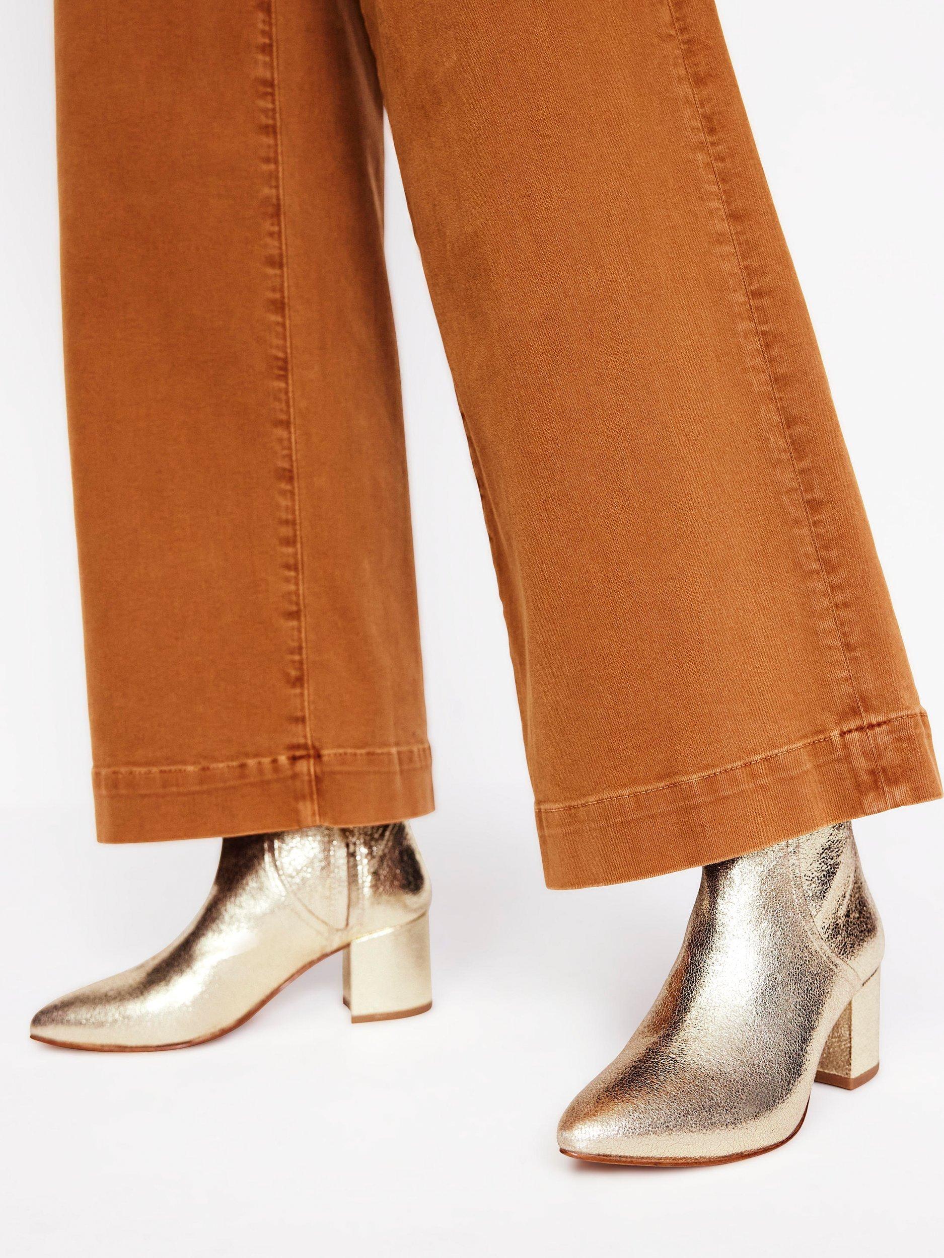 Product image 4 of 4, which shows Boden Block Heel Leather Ankle Boots, Gold, 4