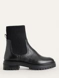 Boden Leather Stretch Panel Chelsea Boots, Black