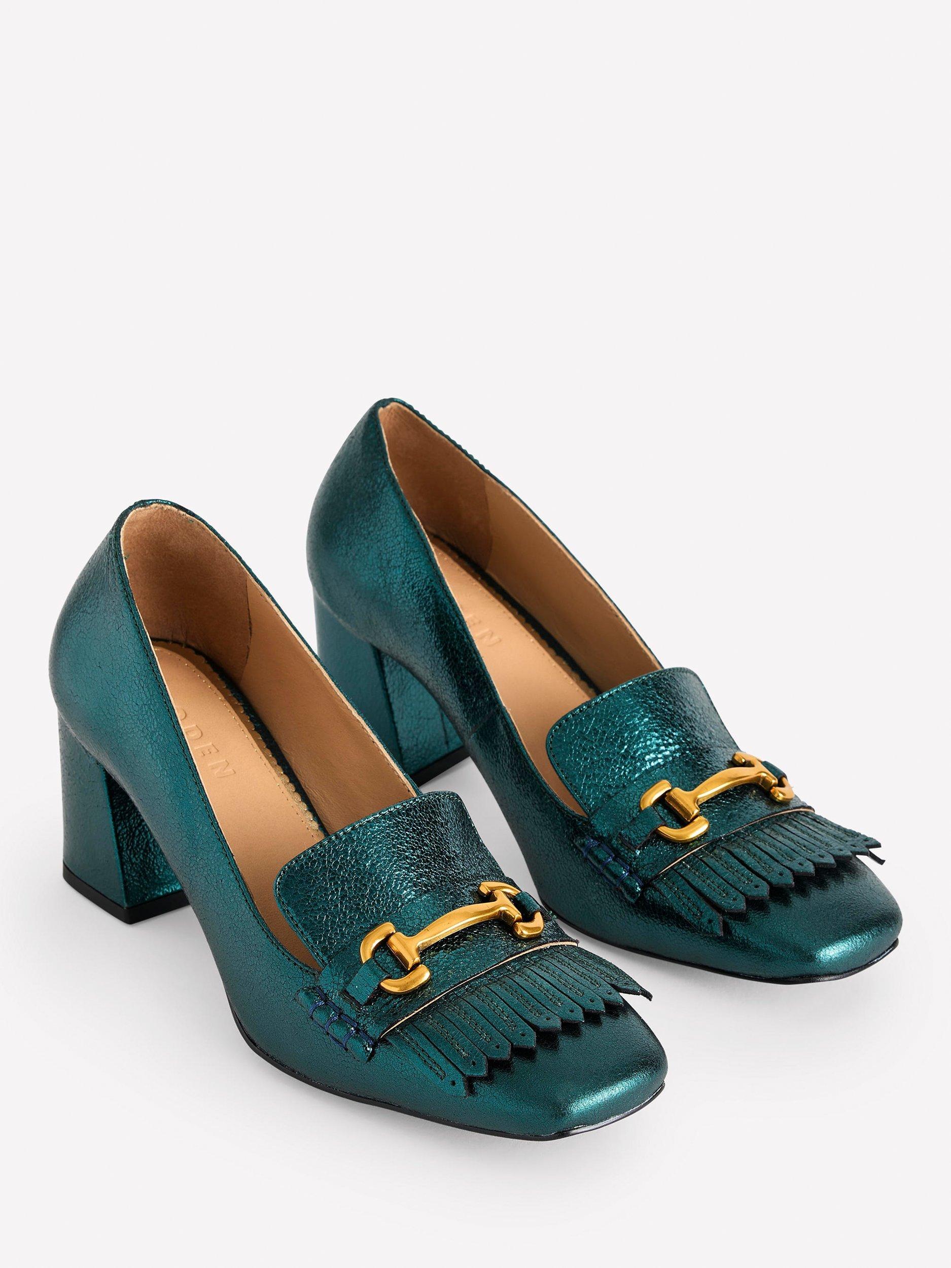 Product image 2 of 4, which shows Boden Iris Ghillie Leather Heeled Pointed Loafers, Ponderosa Pine, 4