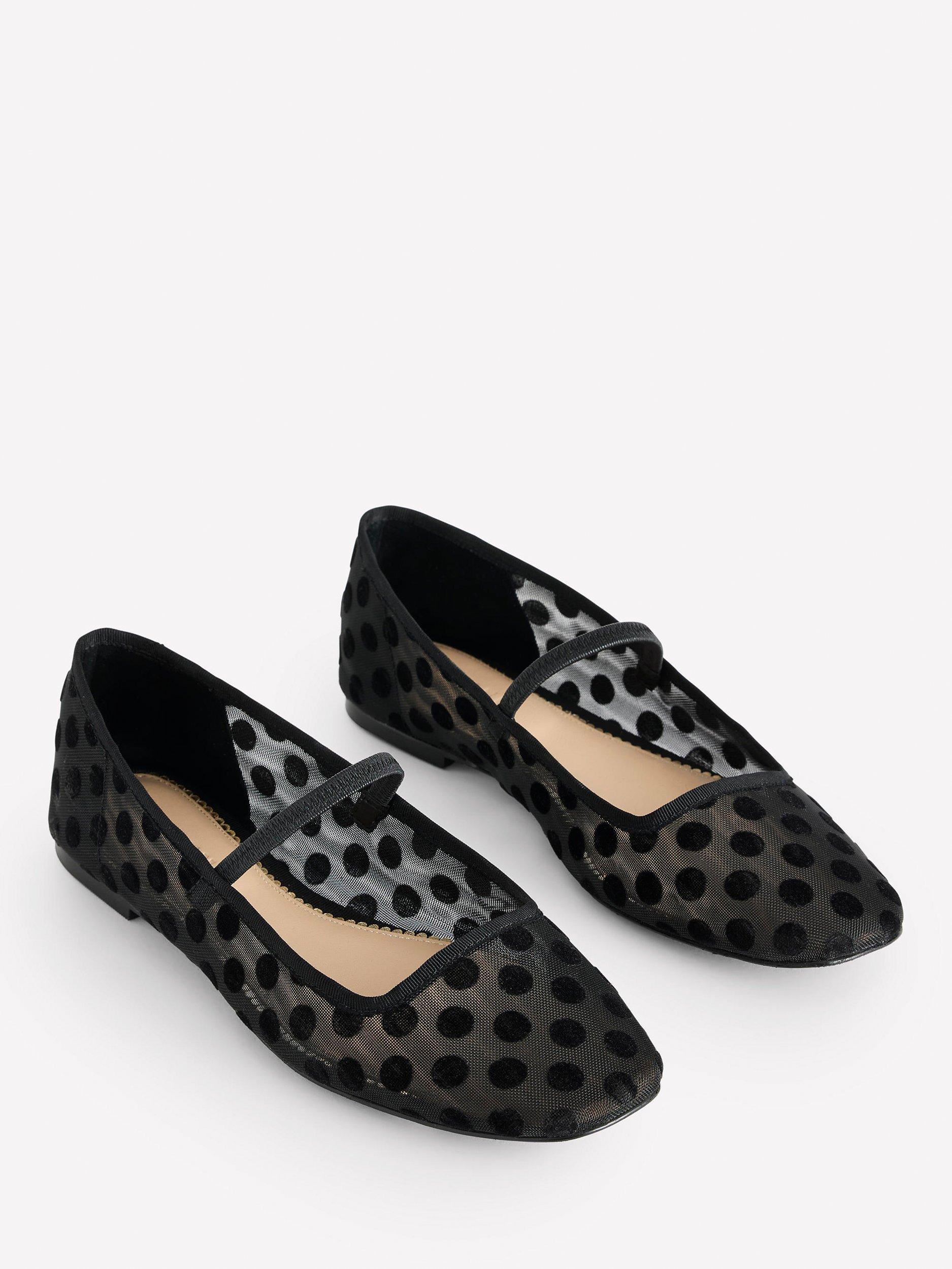 Product image 2 of 5, which shows Boden Leather Mary Jane Ballerina Pumps, Black, 5