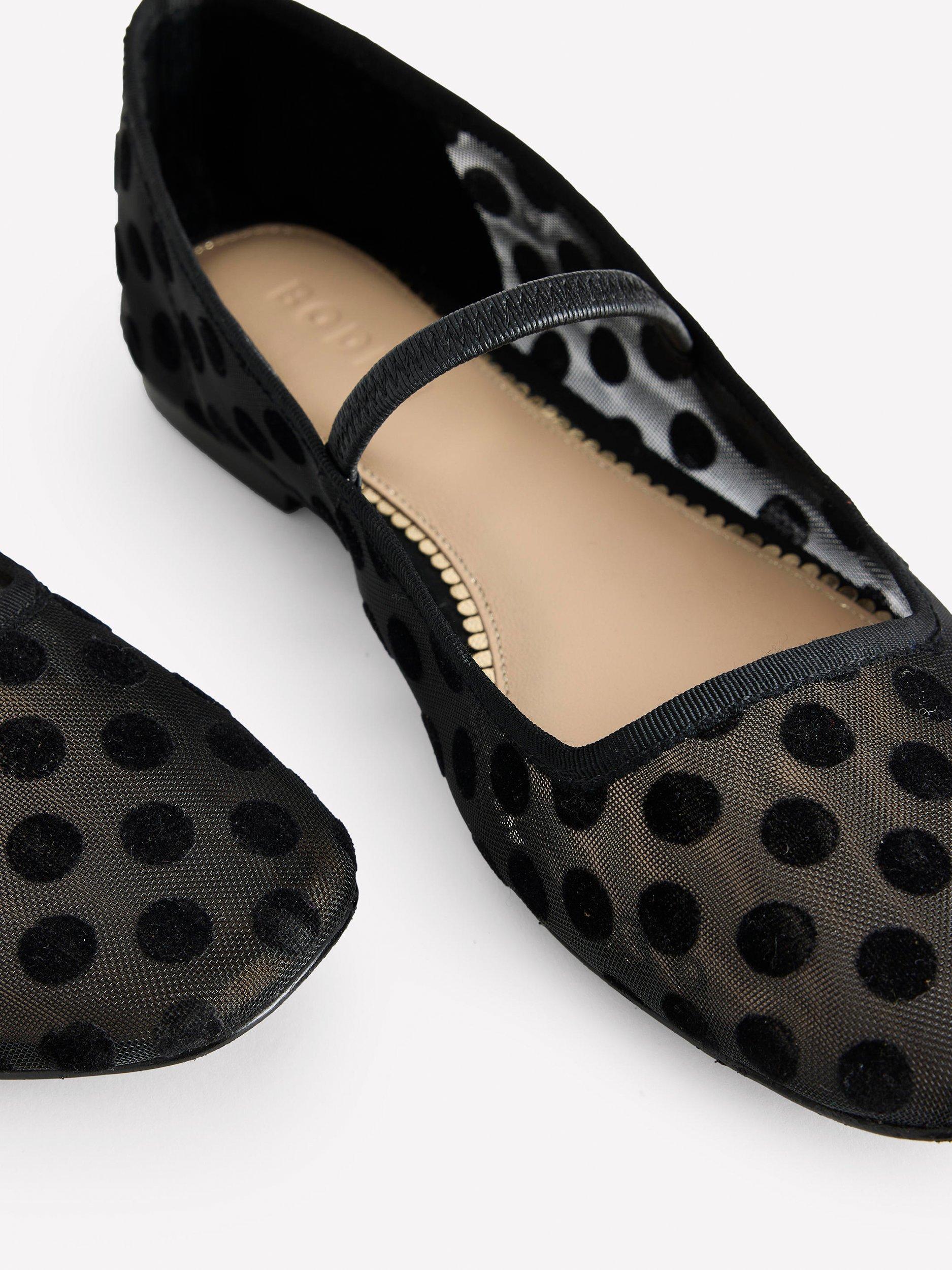 Product image 3 of 5, which shows Boden Leather Mary Jane Ballerina Pumps, Black, 5