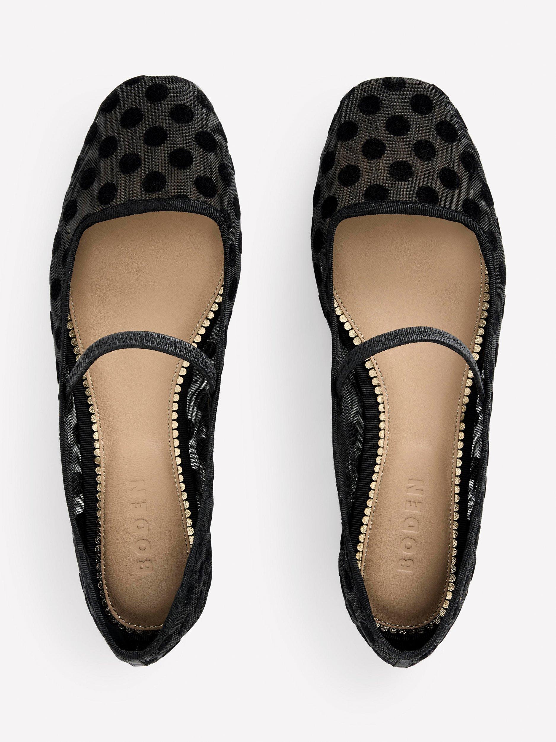 Product image 4 of 5, which shows Boden Leather Mary Jane Ballerina Pumps, Black, 5
