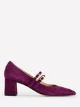 Boden Suede Block Heel Pumps, Damson