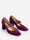 Boden Suede Block Heel Pumps, Damson