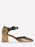 Boden Two Part Block Heel Pumps, Gold