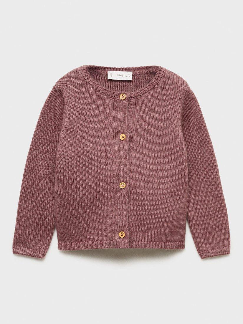 Mango Baby Oregon Fine Knit Cardigan, Dark Red