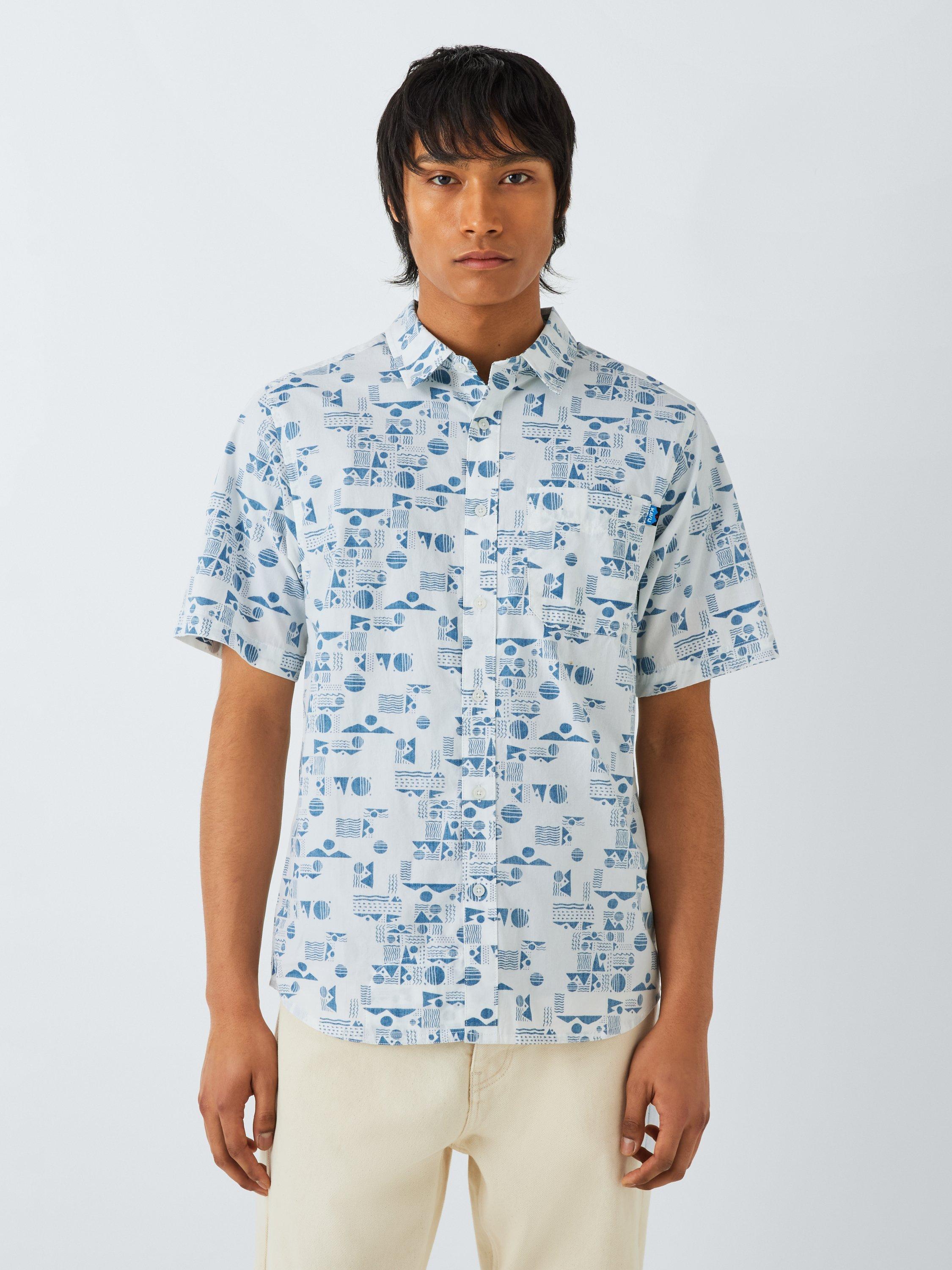 KAVU Topspot Organic Cotton Regular Fit Geometric Shirt, Sound Summit