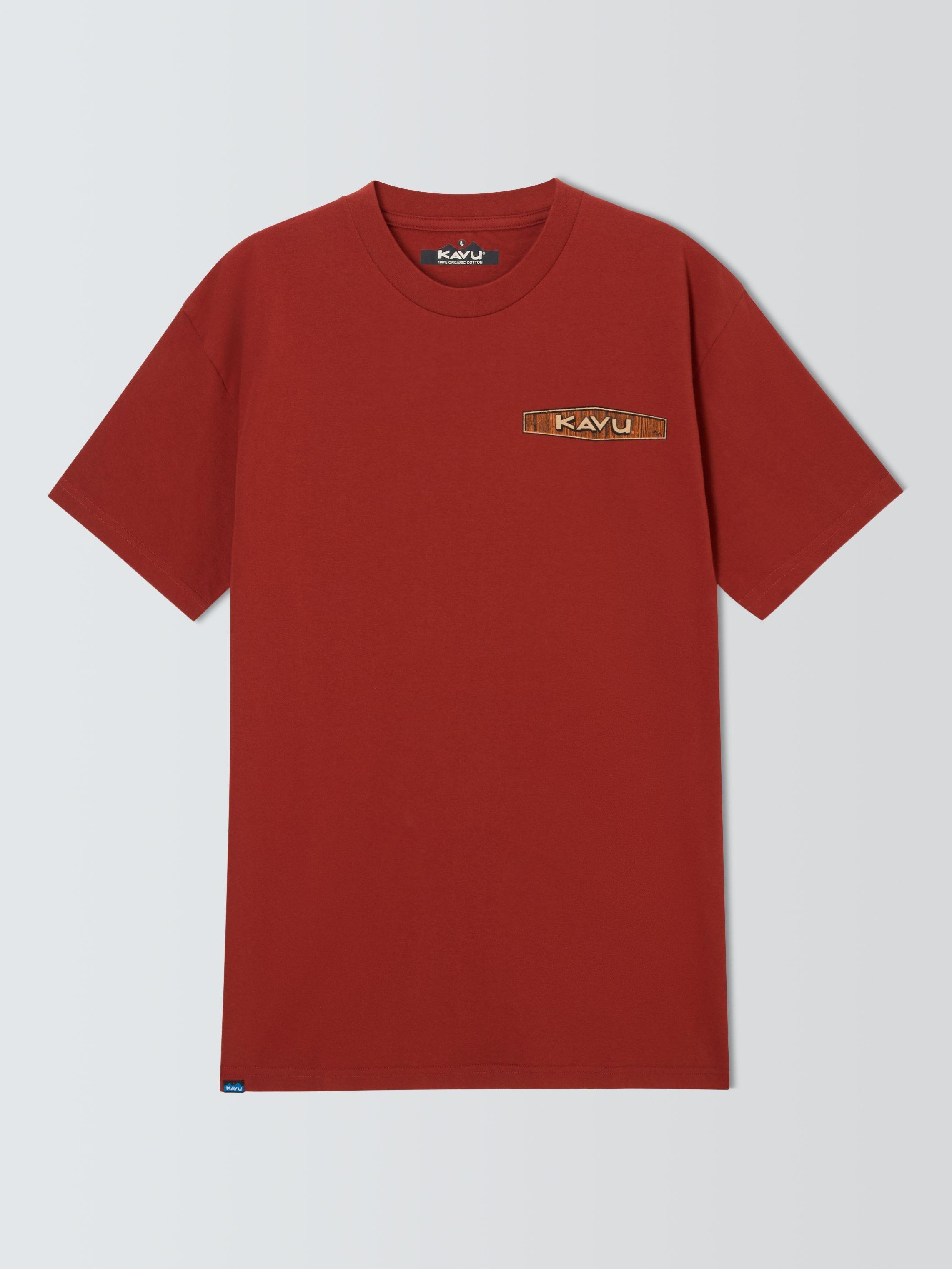 Product image 4 of 6, which shows KAVU Pass The Time Logo Organic Cotton T-Shirt, Bold Brick, S