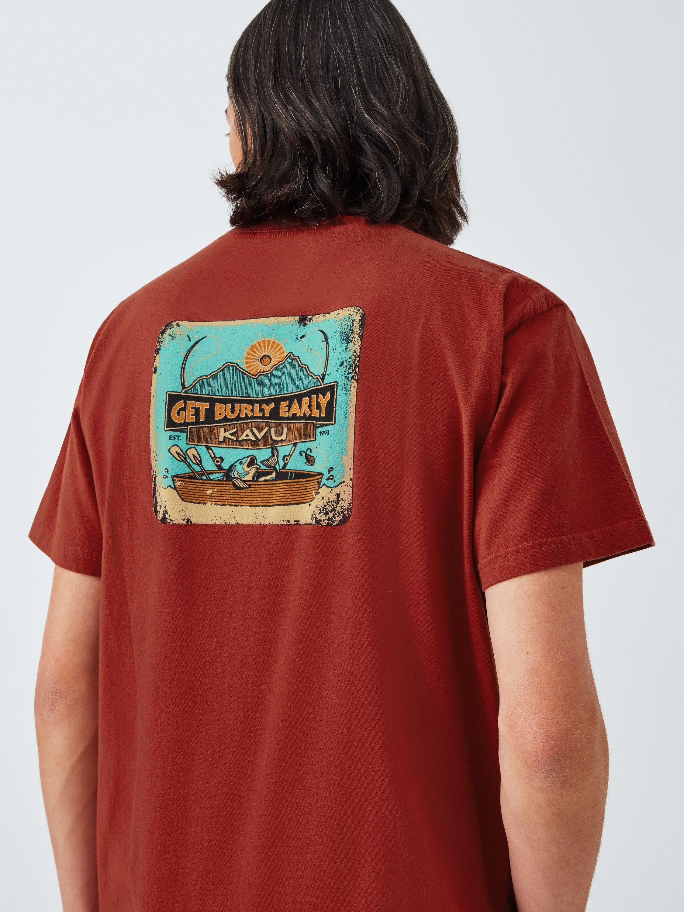 Product image 6 of 6, which shows KAVU Pass The Time Logo Organic Cotton T-Shirt, Bold Brick, S