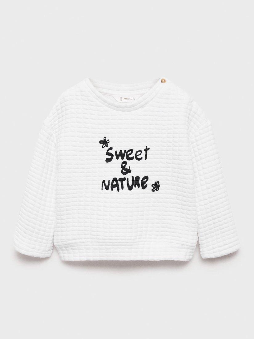 Mango Kids' Sweet & Nature Waffle Texture Jumper, Natural White