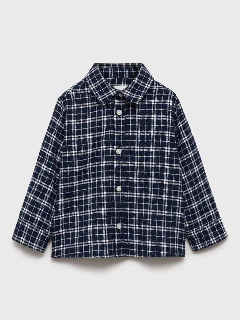 Mango Kids' Formigal Check Shirt, Navy
