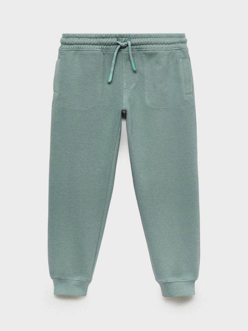Mango Kids' Ottomano Elasticated Waist Ribbed Joggers, Green