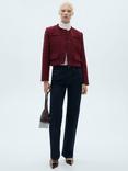 Mango Porto Tweed Jacket, Dark Red