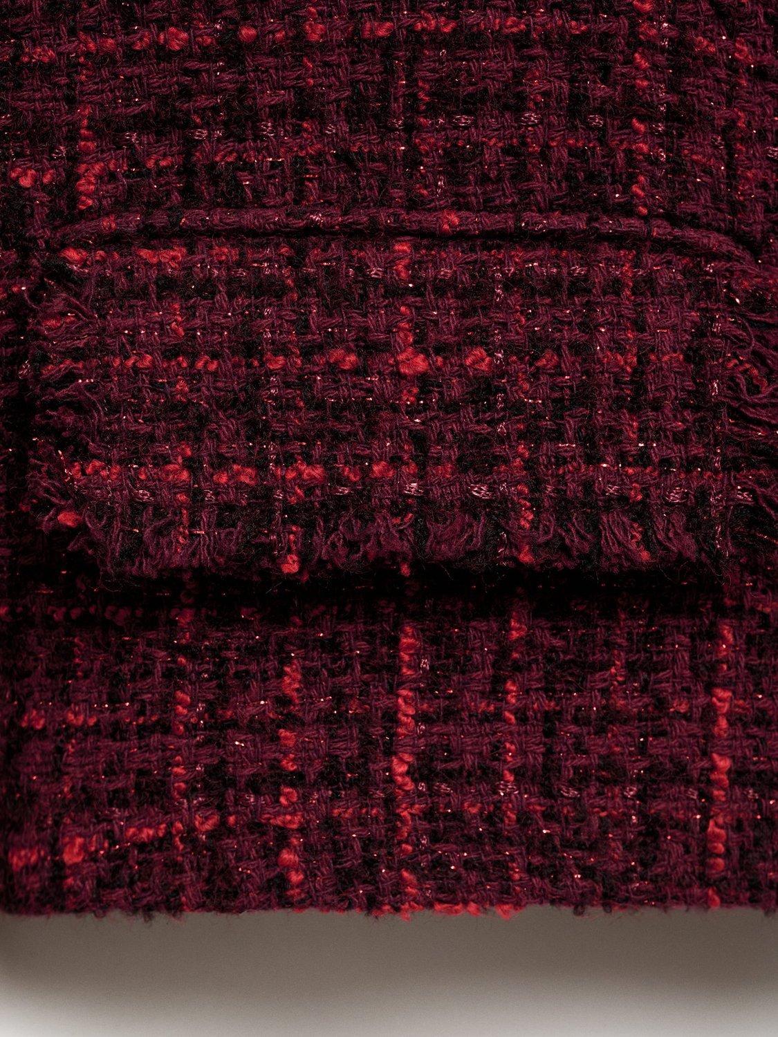 Product image 5 of 7, which shows Mango Porto Tweed Jacket, Dark Red, M
