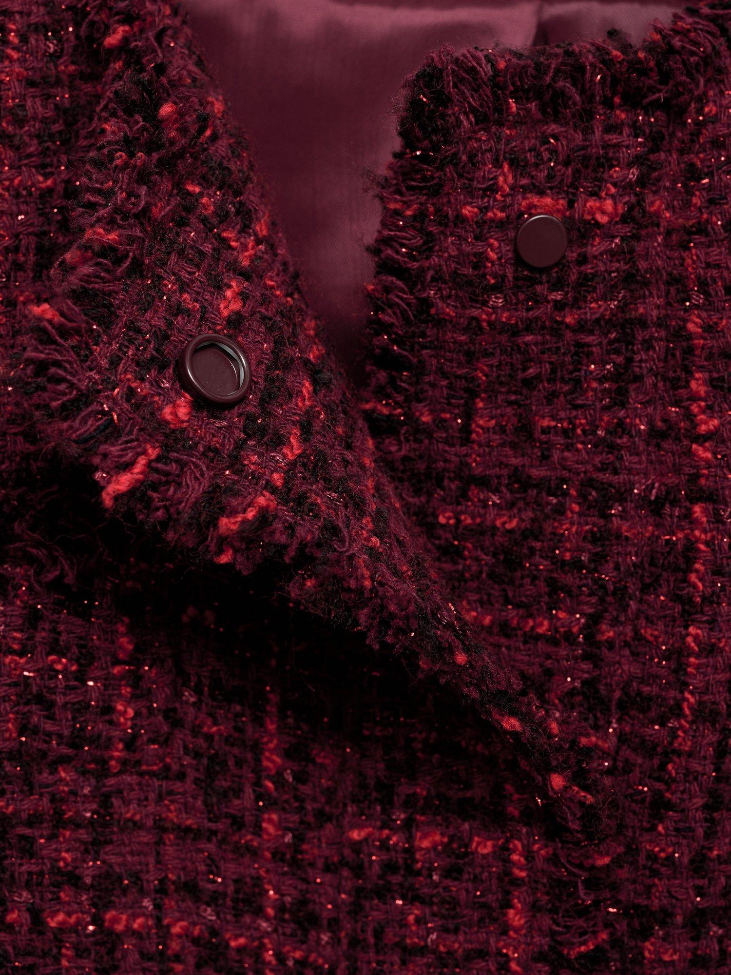 Product image 7 of 7, which shows Mango Porto Tweed Jacket, Dark Red, M