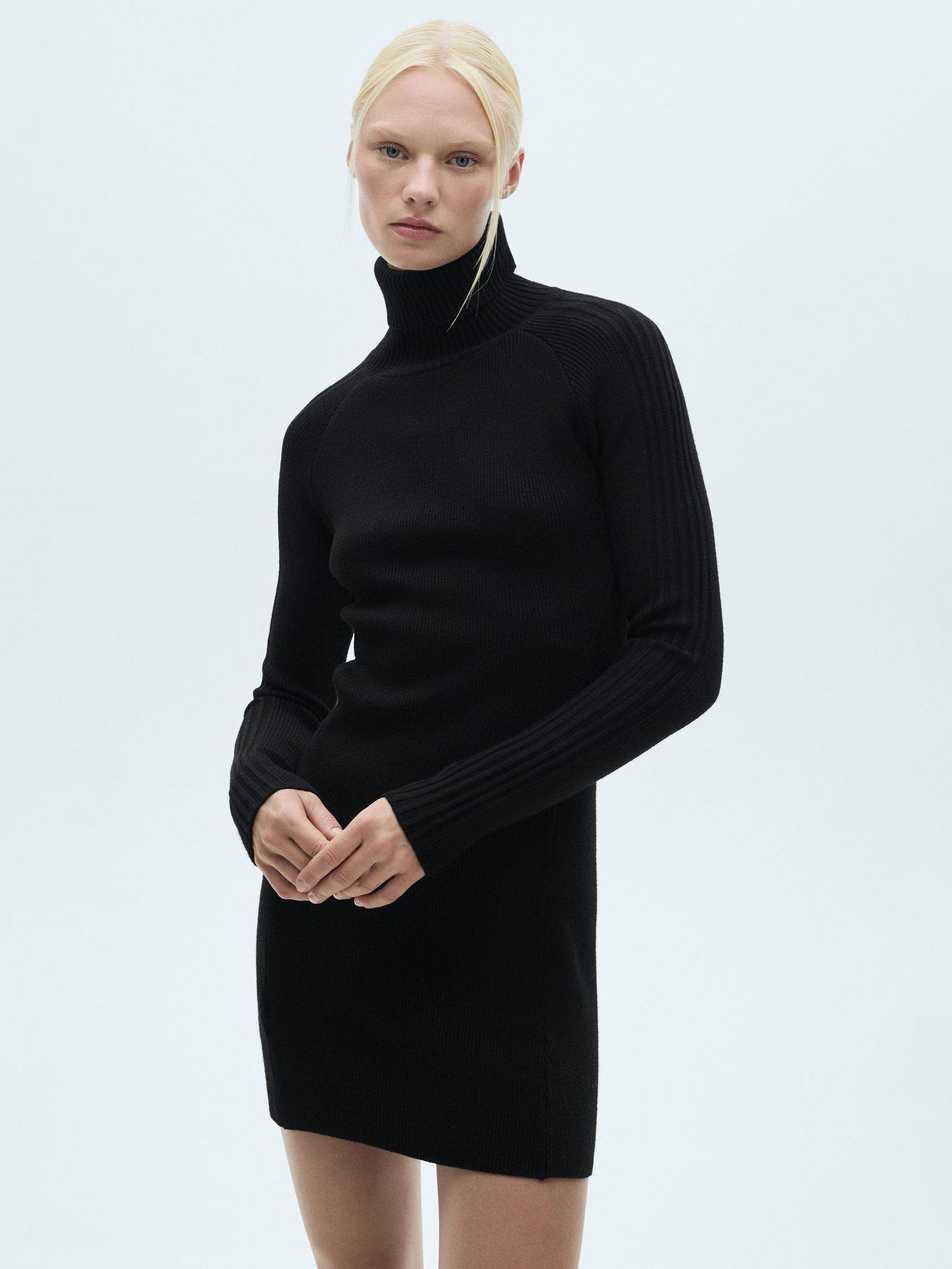 Product image 1 of 8, which shows Mango Zambu Jumper Mini Dress, Black, 16