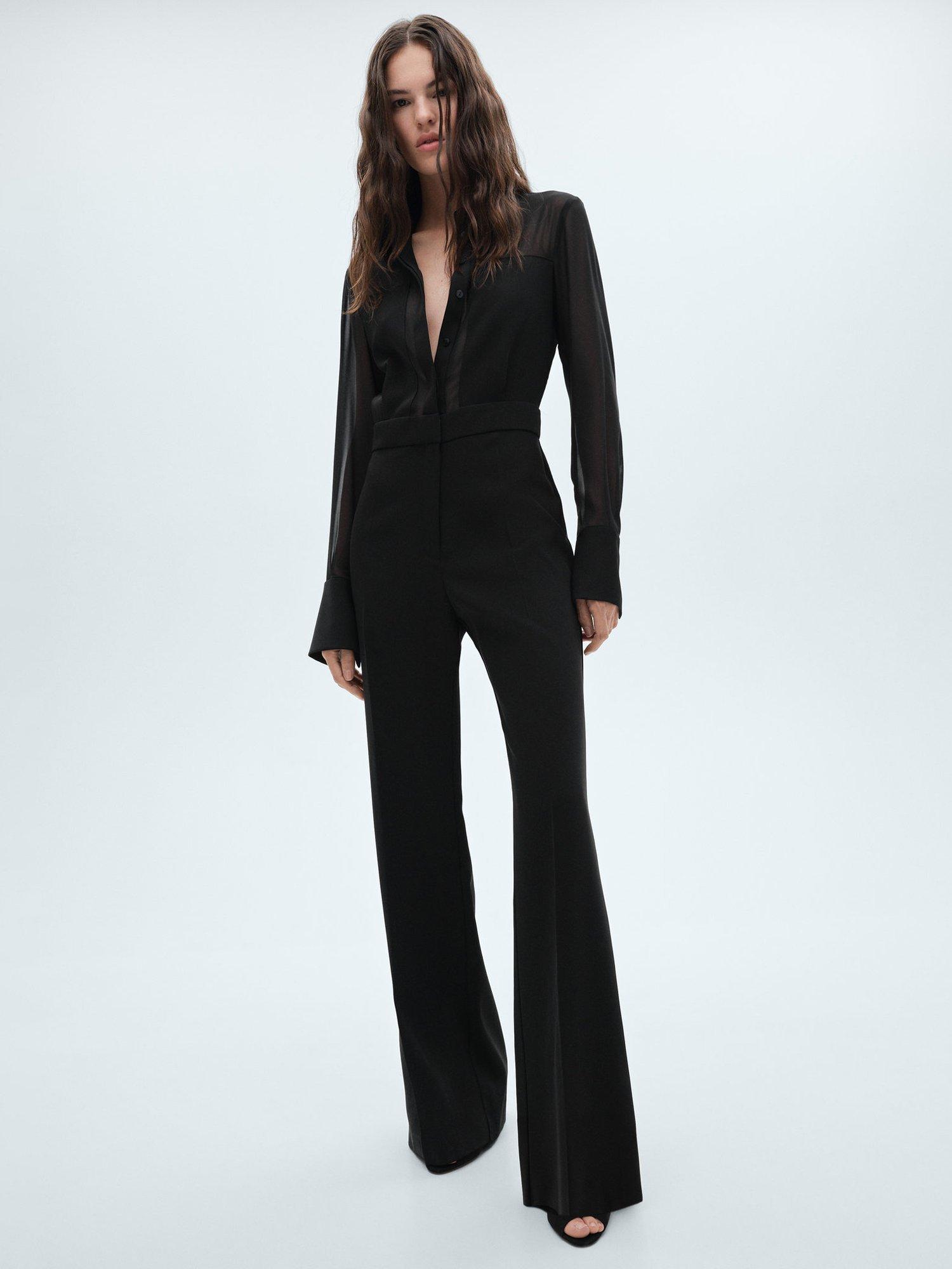 Mango Kumy Collar Jumpsuit, Black