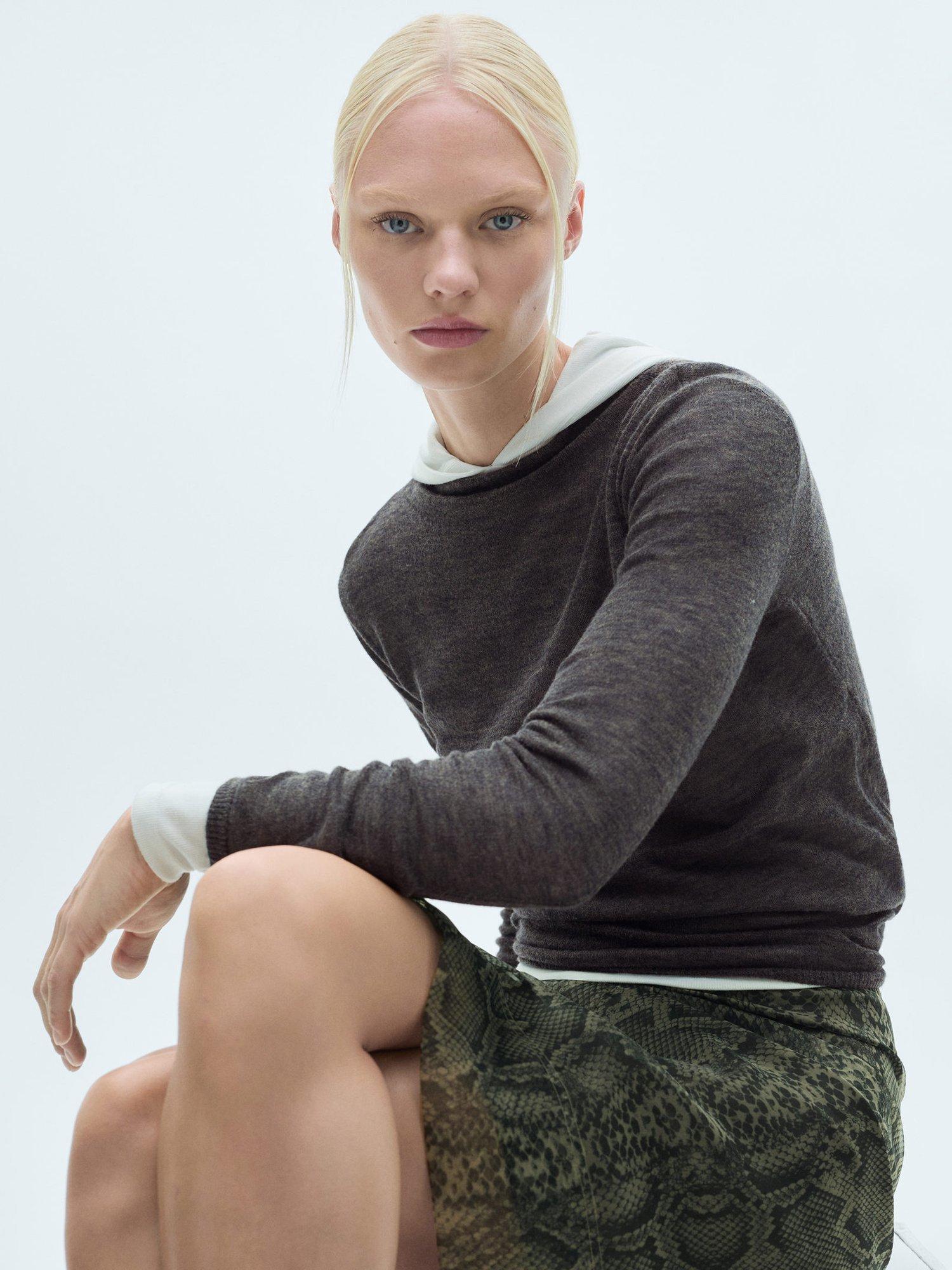Mango Bulma Boat Neck Jumper, Charcoal