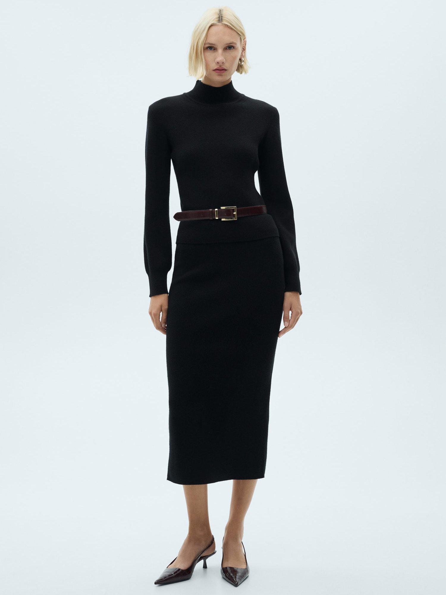 Mango Moza Funnel Neck Jumper, Black