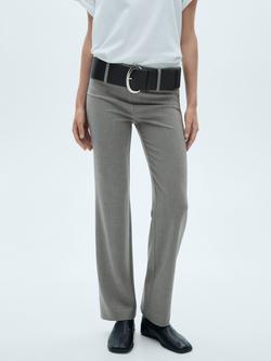 Mango Aria Mid-Rise Trousers, Grey, Grey