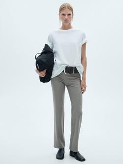 Mango Aria Mid-Rise Trousers, Grey - view 2, Grey