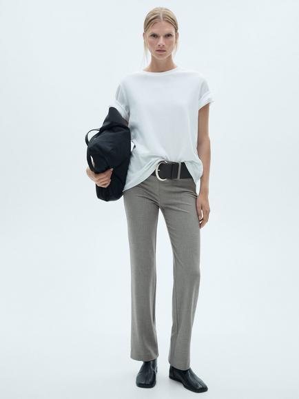 Mango Aria Mid-Rise Trousers, Grey - view 2, Grey