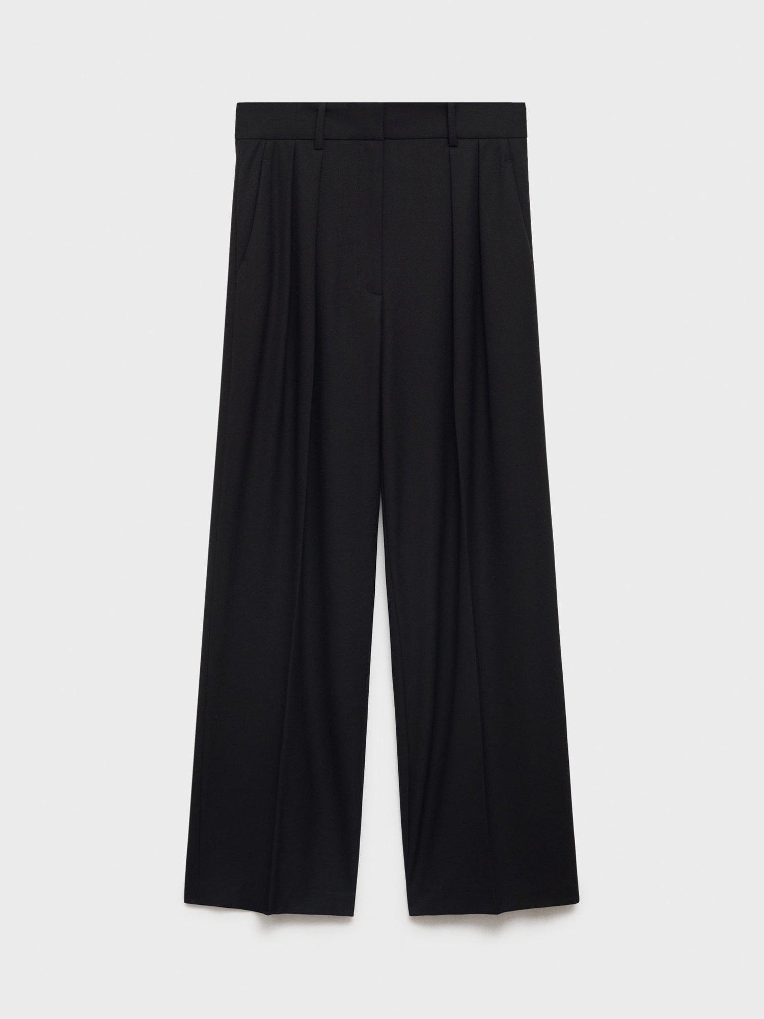 Product image 3 of 8, which shows Mango Gabi Pleat Wide Leg Trousers, Black, 10