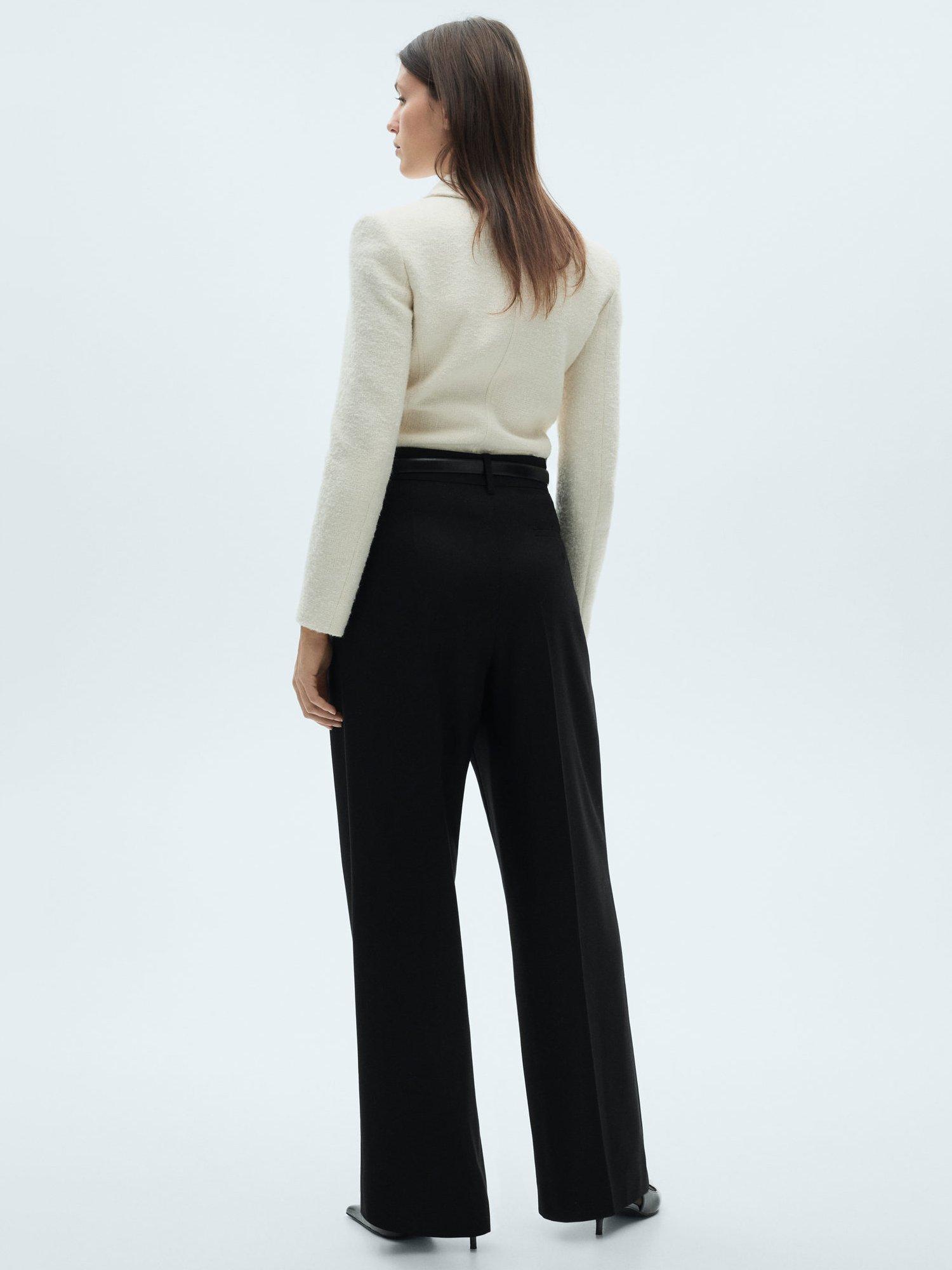 Product image 4 of 8, which shows Mango Gabi Pleat Wide Leg Trousers, Black, 10