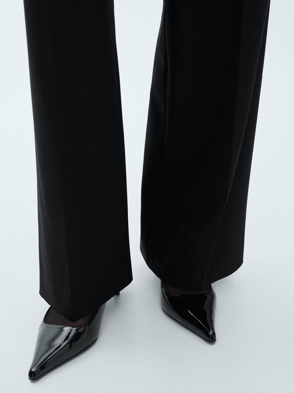 Product image 7 of 8, which shows Mango Gabi Pleat Wide Leg Trousers, Black, 10