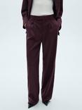 Mango Grape Pinstripe Trousers, Dark Red