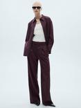 Mango Grape Pinstripe Trousers, Dark Red