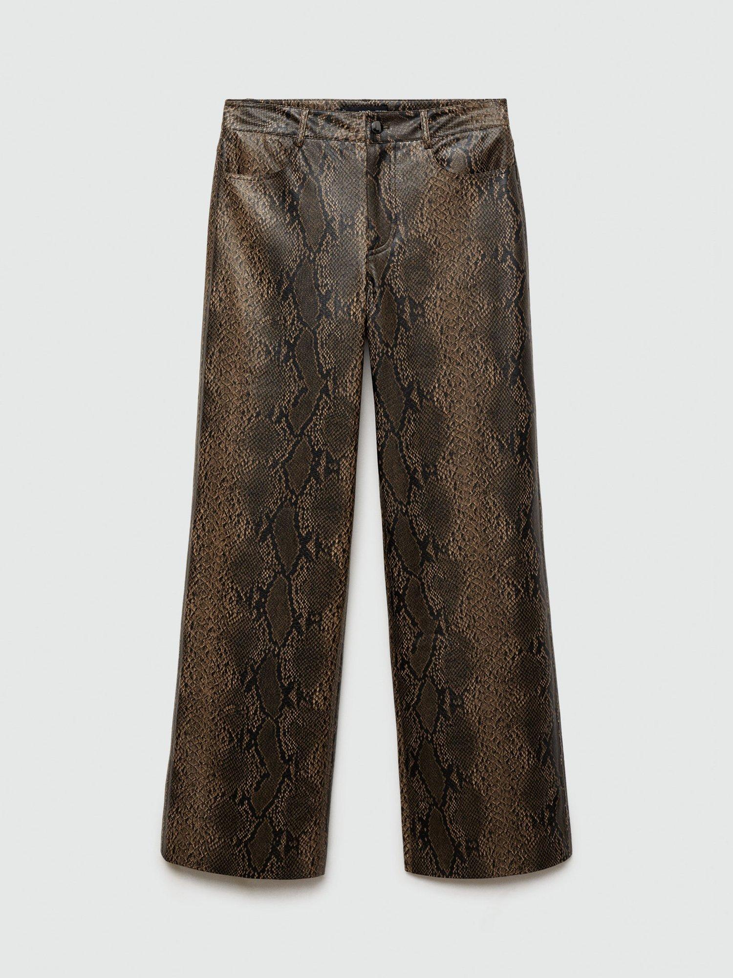 Product image 3 of 7, which shows Mango Kimmy Snakeskin Textured Trousers, Light Beige, 10