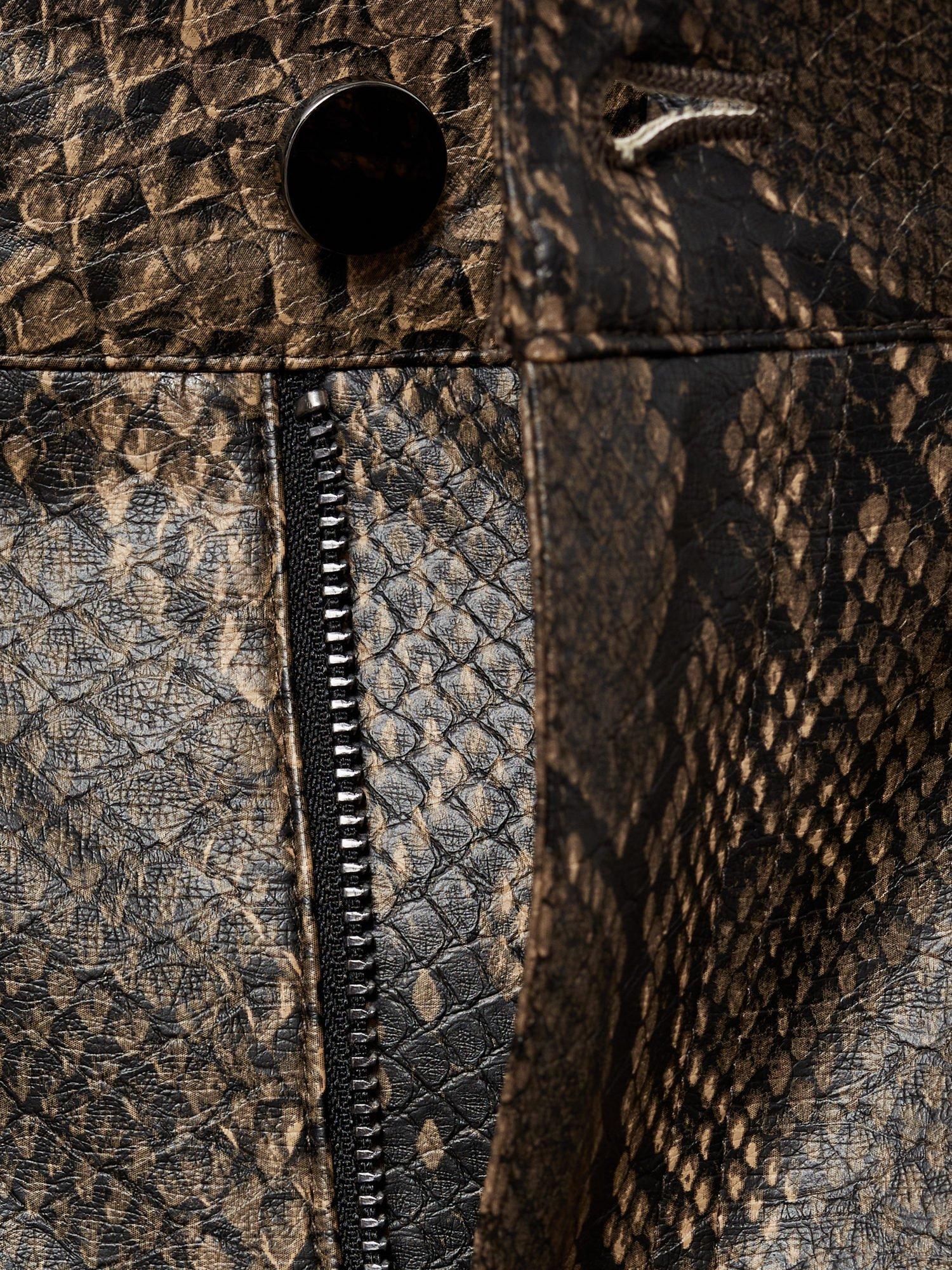 Product image 5 of 7, which shows Mango Kimmy Snakeskin Textured Trousers, Light Beige, 10