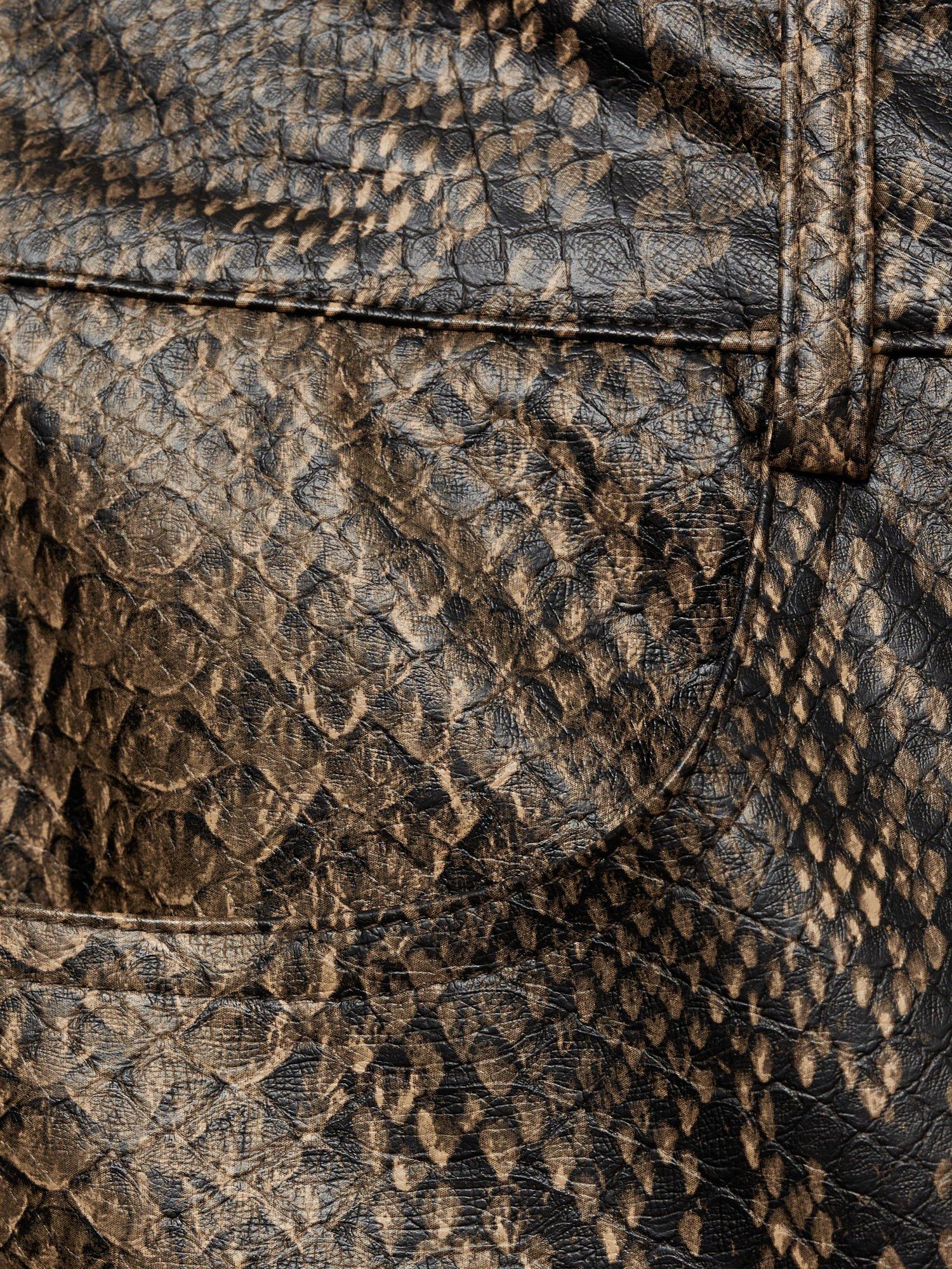Product image 7 of 7, which shows Mango Kimmy Snakeskin Textured Trousers, Light Beige, 10