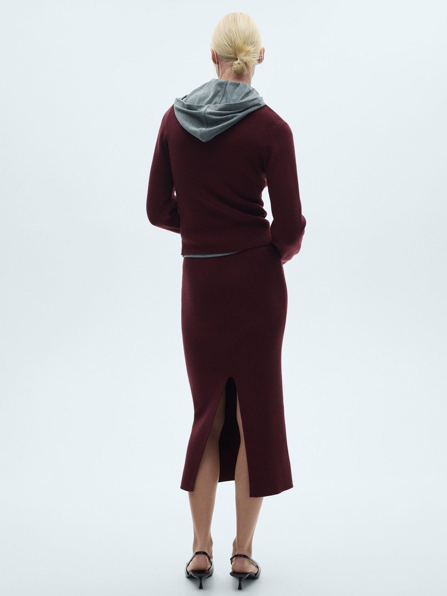 Product image 4 of 8, which shows Mango Moza Skirt, Dark Red, S