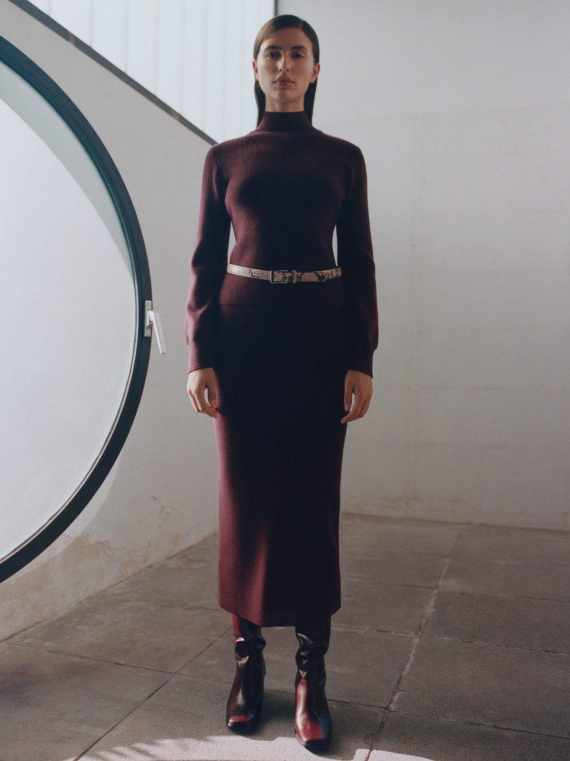 Product image 7 of 8, which shows Mango Moza Skirt, Dark Red, S
