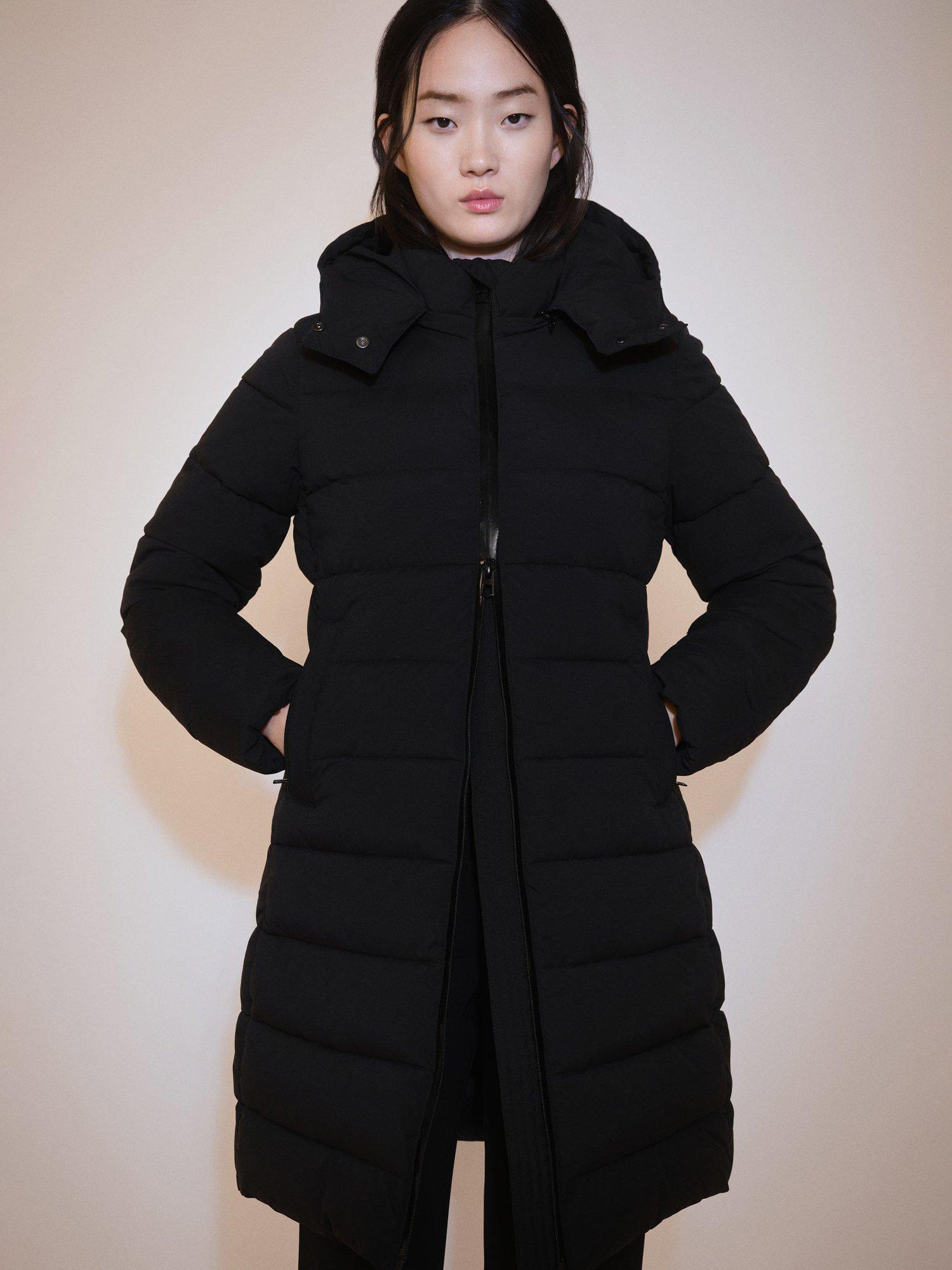 Mango Bego Water Repellent Quilted Coat, Black