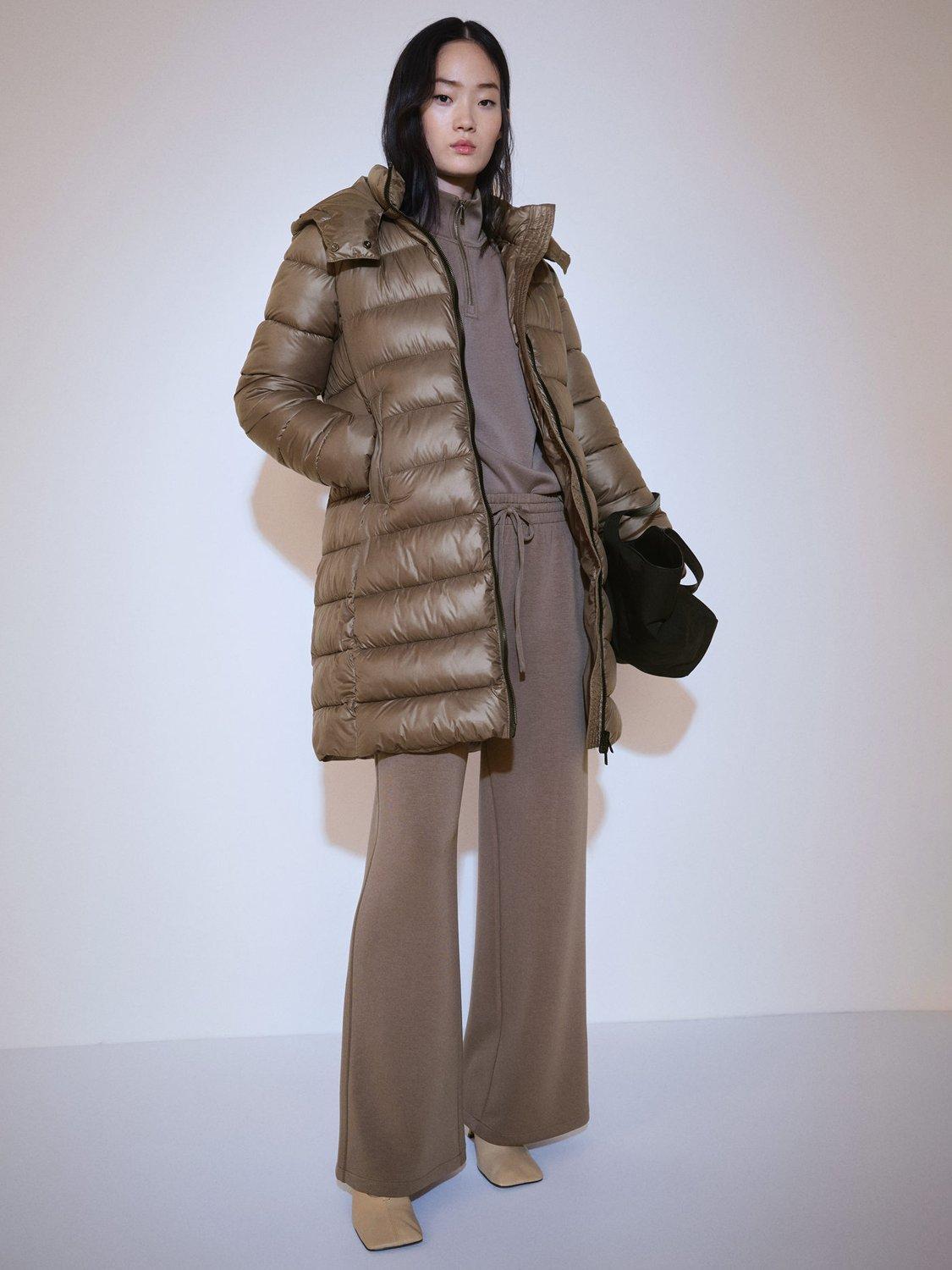 Mango Bego Water Repellent Quilted Coat, Medium Brown
