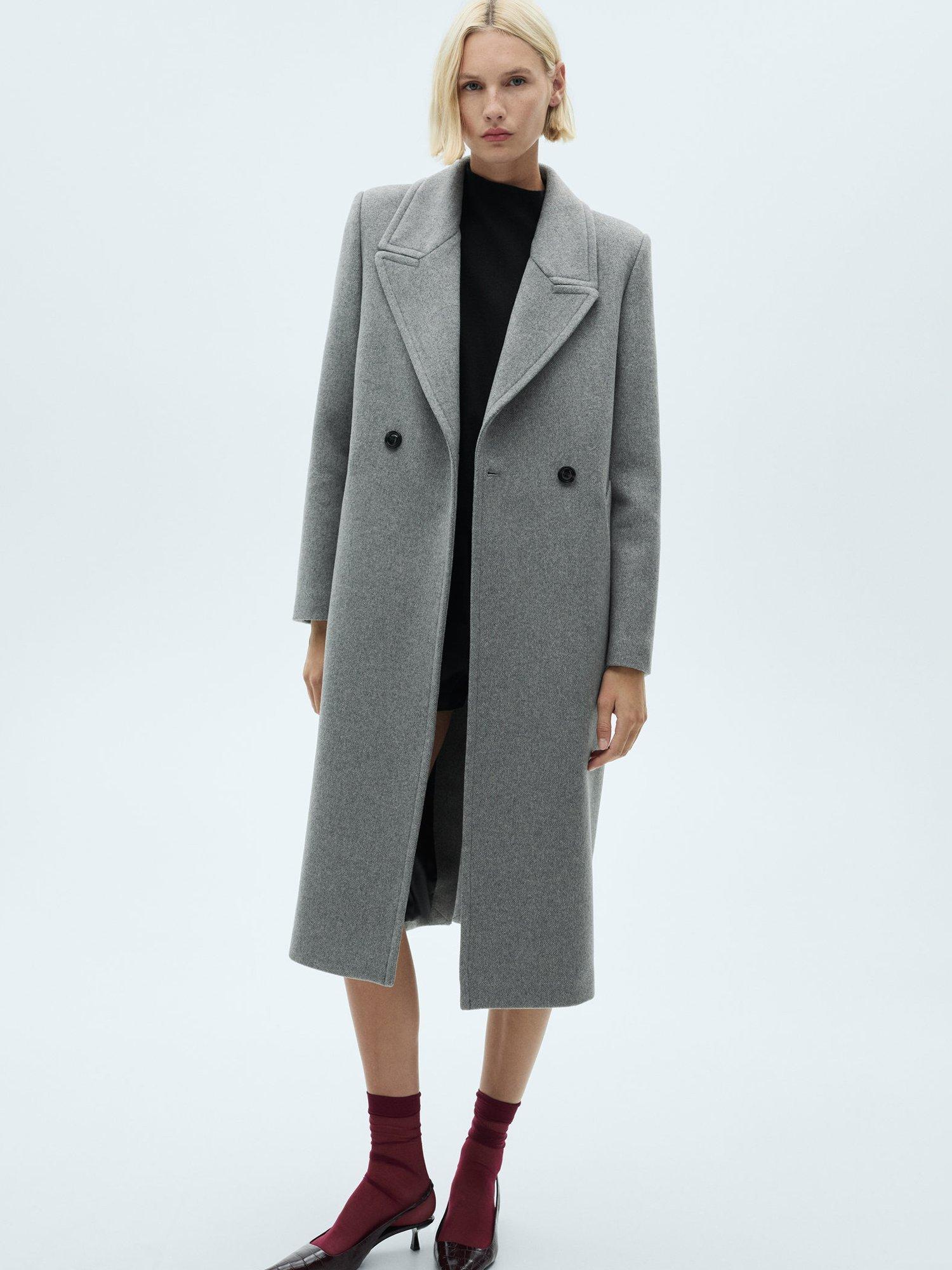 Mango Eye Wool Blend Coat, Grey