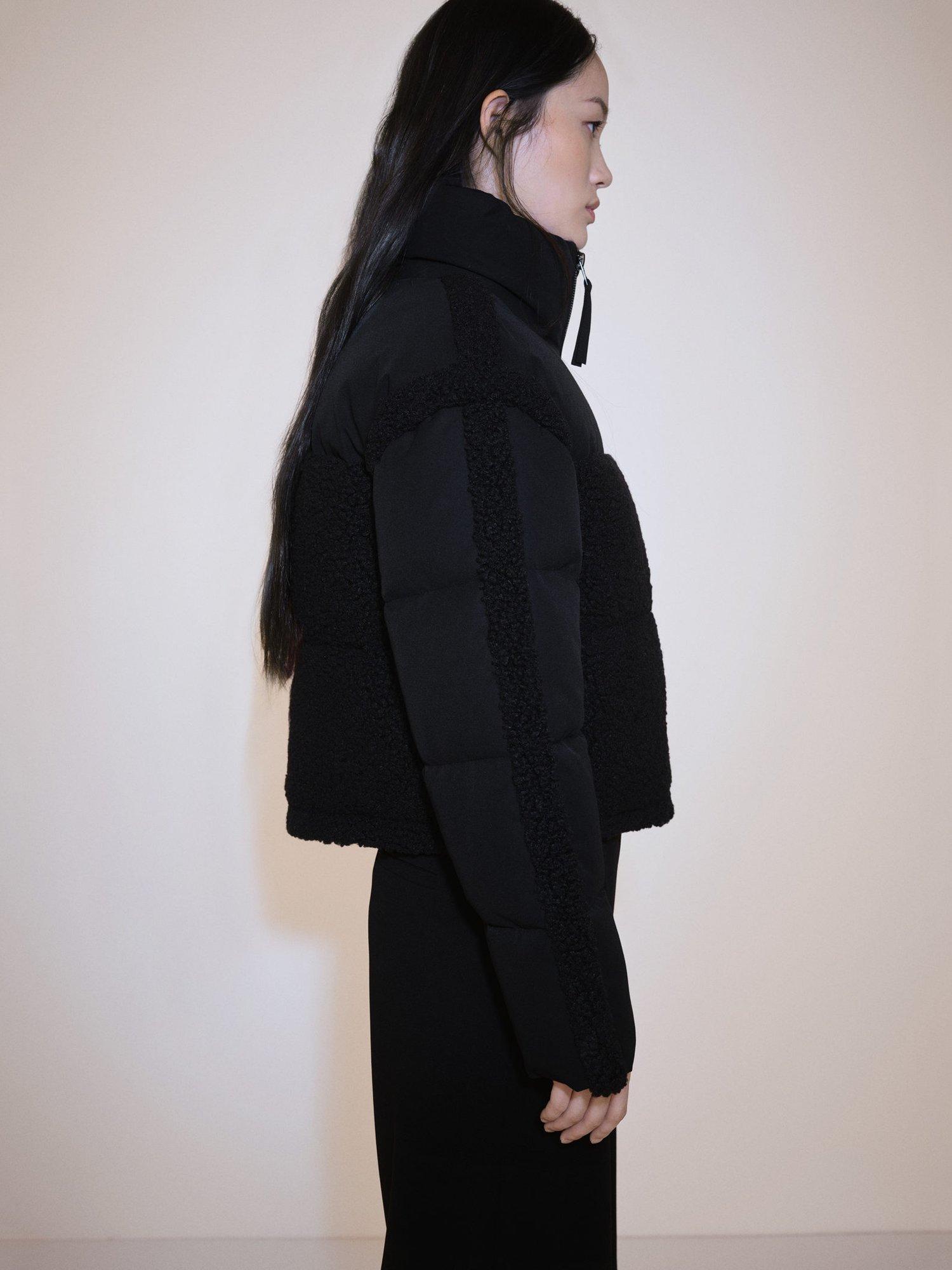Product image 2 of 7, which shows Mango Furry Boucle Jacket, Black, L