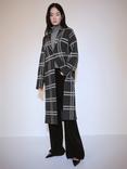 Mango Robin Check Coat, Charcoal