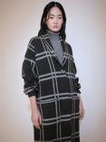 Mango Robin Check Coat, Charcoal