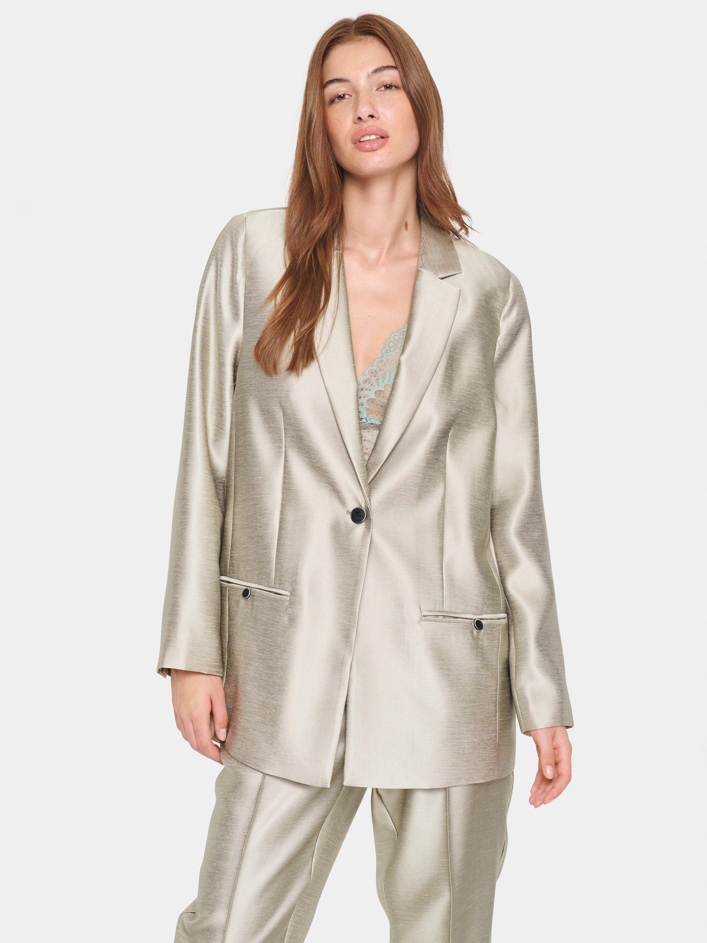 Womens silver blazer sales