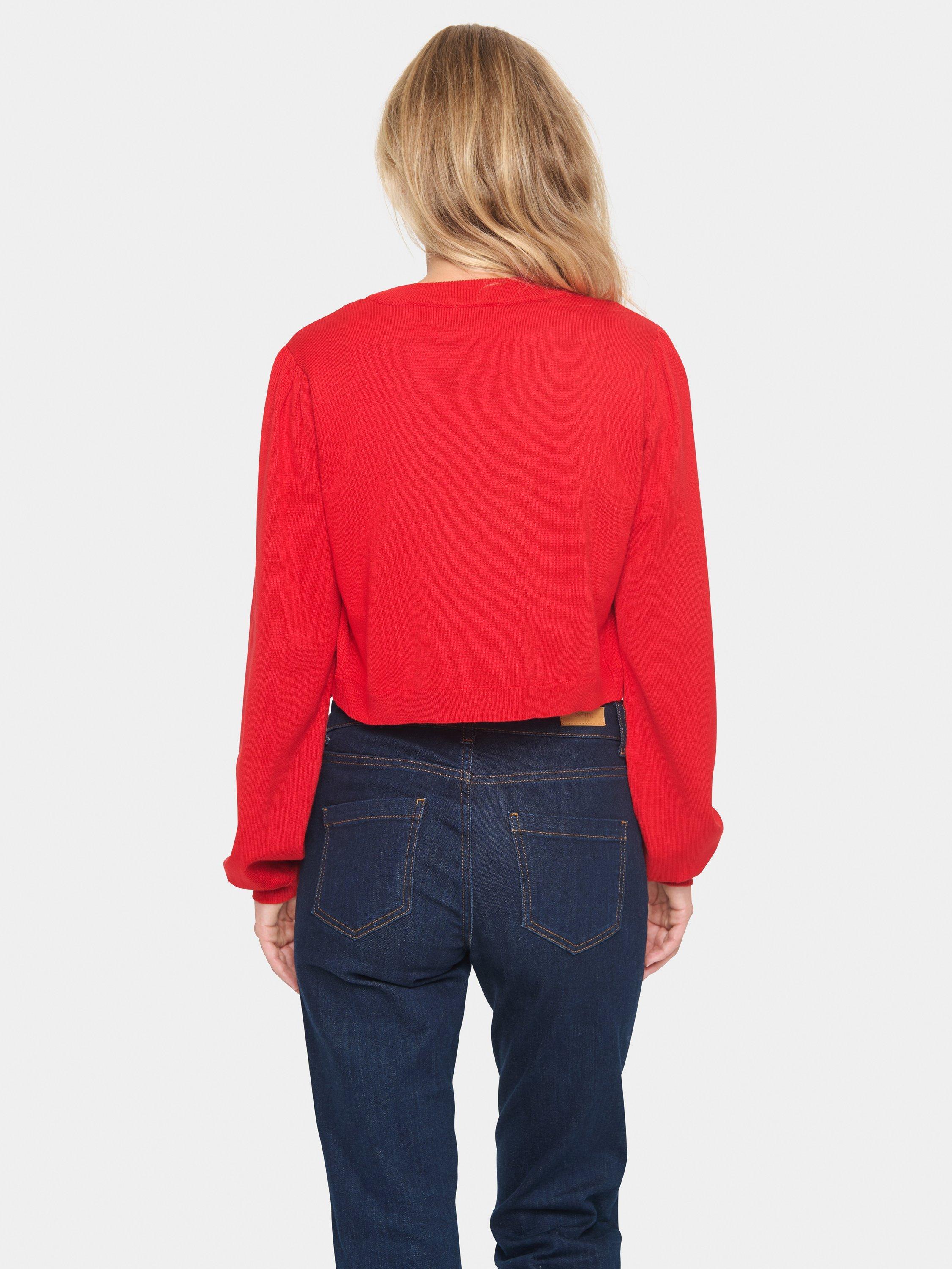 Product image 2 of 5, which shows Saint Tropez Mila Rib Knit Bolero, Racing Red, M