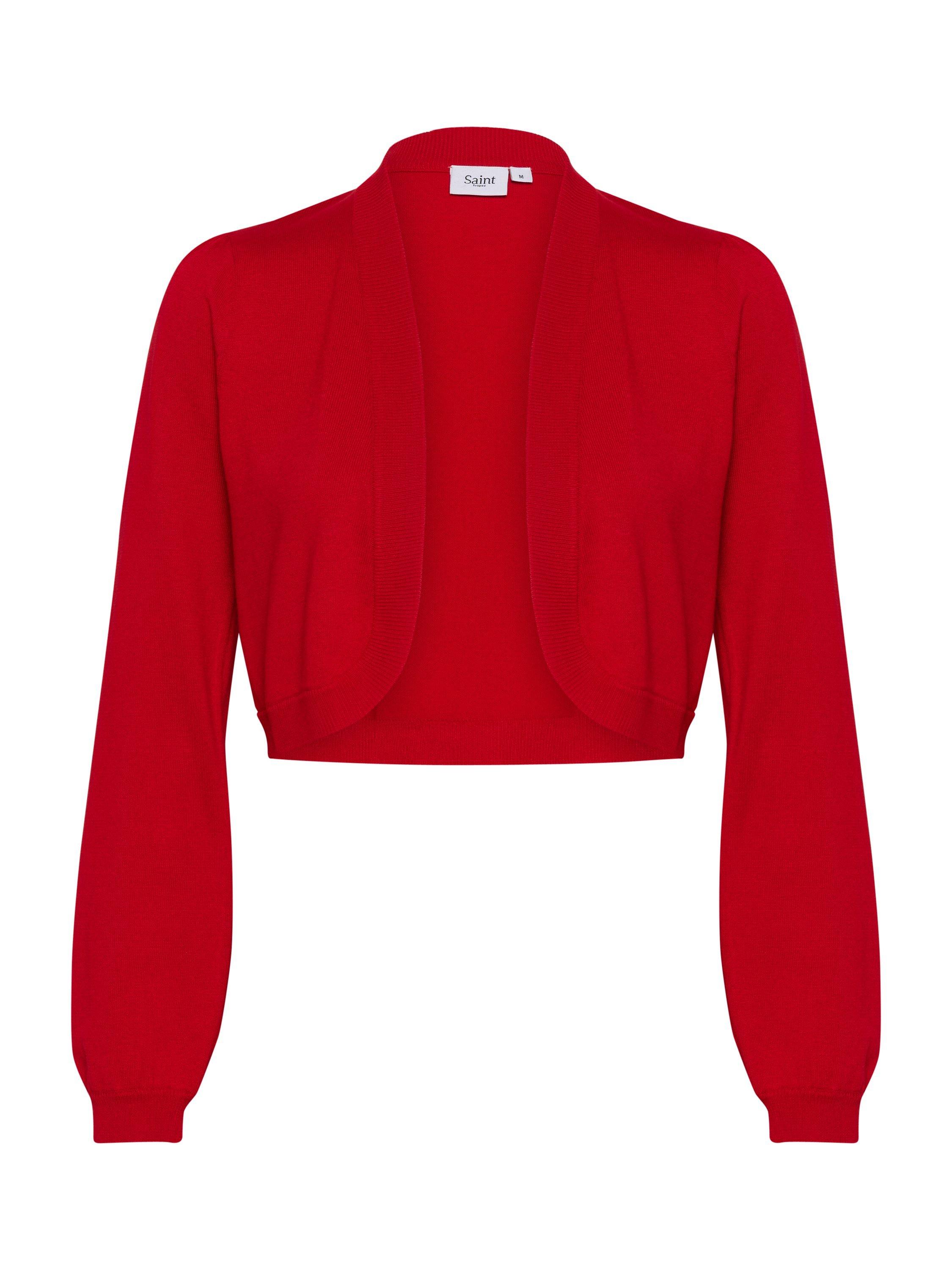 Product image 5 of 5, which shows Saint Tropez Mila Rib Knit Bolero, Racing Red, M