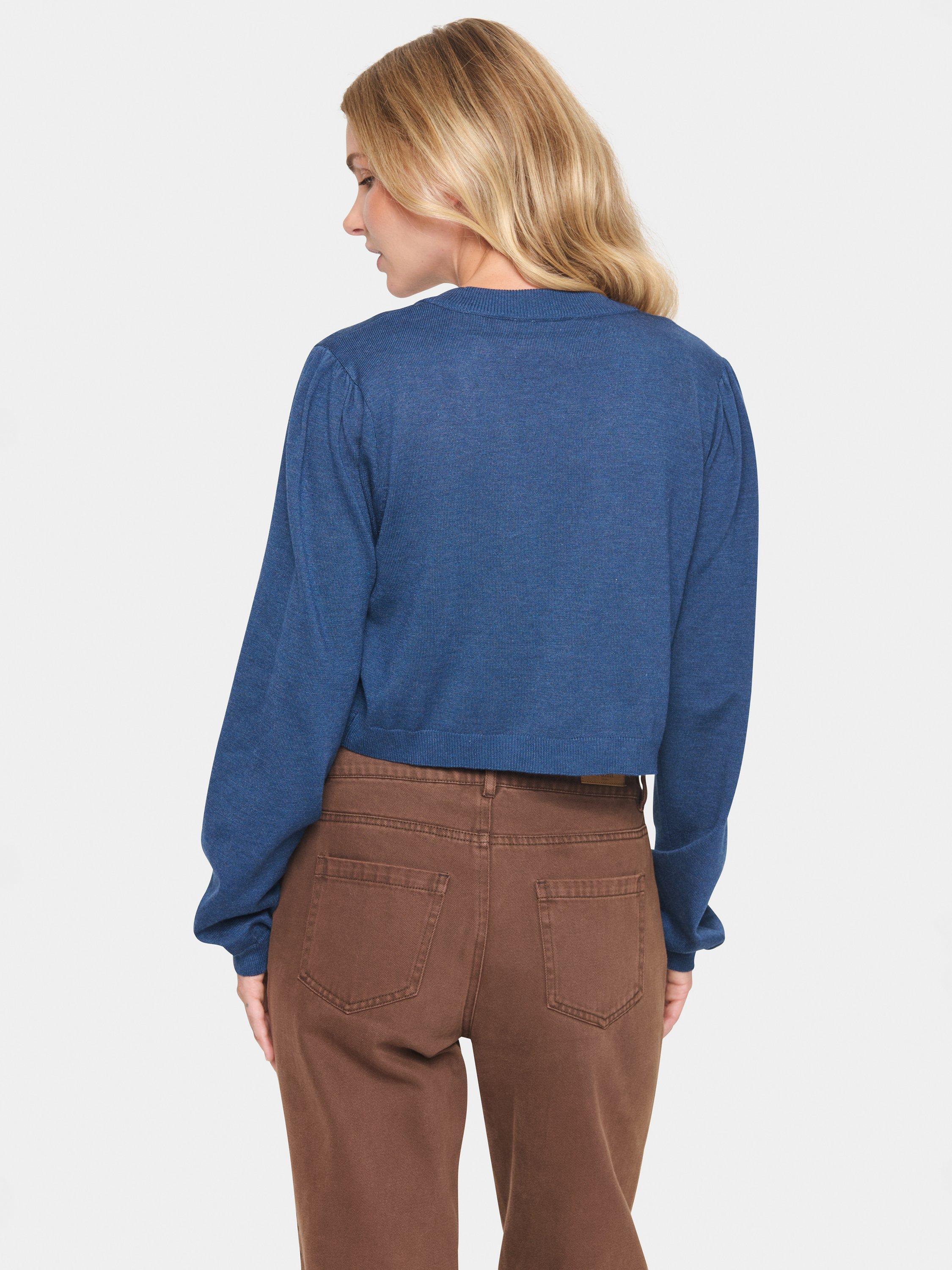 Product image 2 of 3, which shows Saint Tropez Mila Rib Knit Bolero, Titan Blue, S
