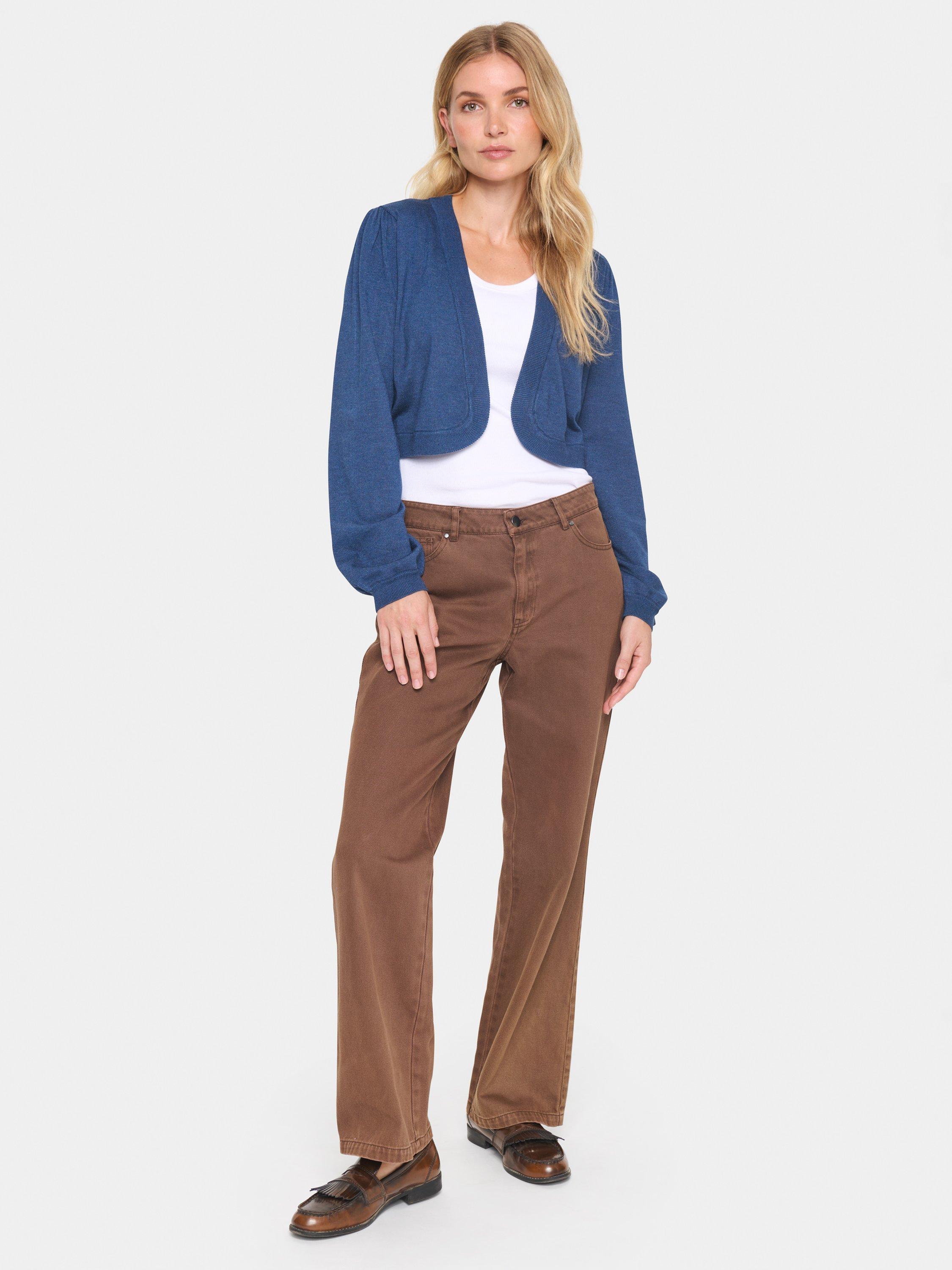 Product image 3 of 3, which shows Saint Tropez Mila Rib Knit Bolero, Titan Blue, S