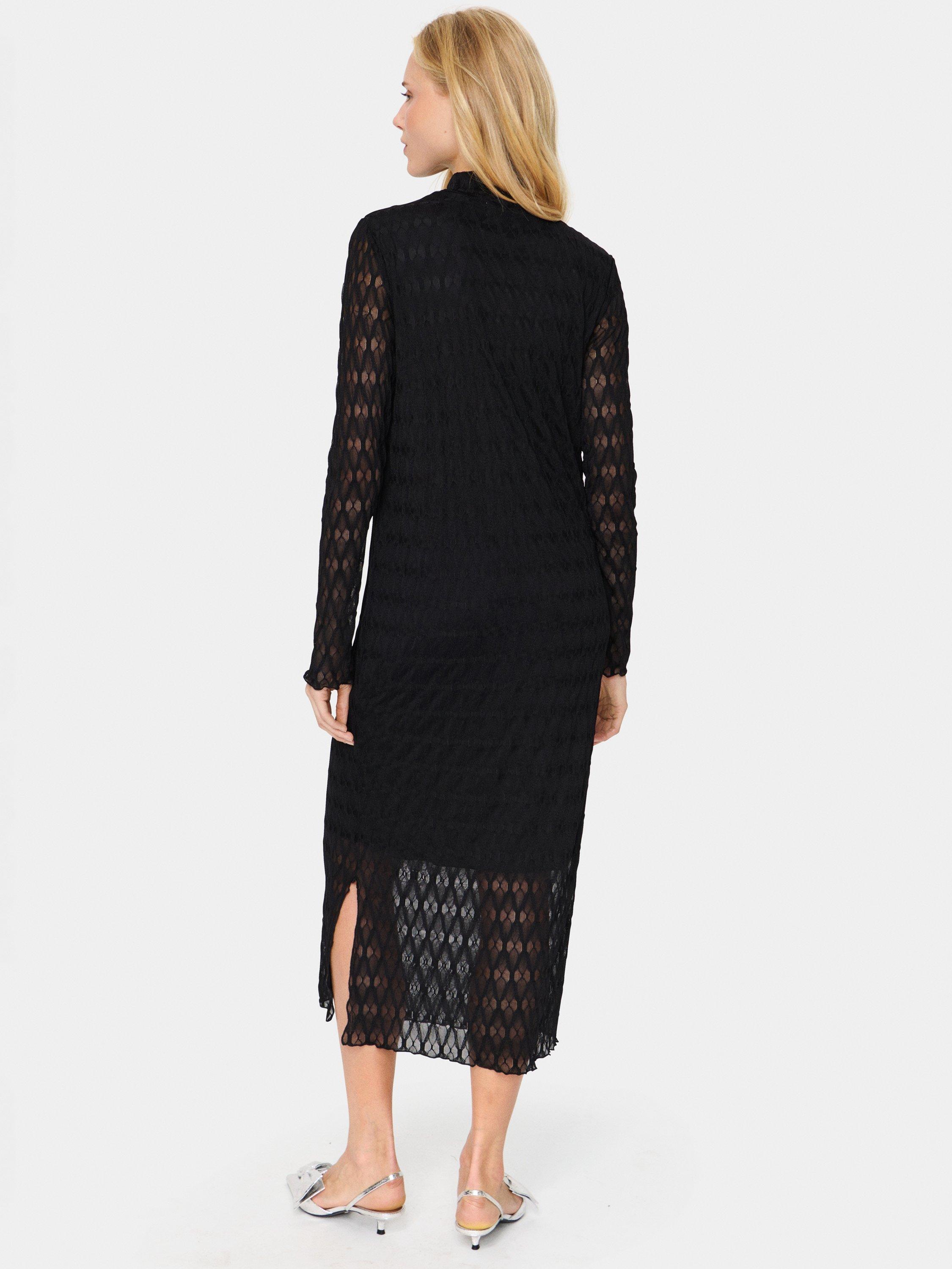 Product image 2 of 6, which shows Saint Tropez Hattie Geometric Sheer Midi Bodycon Dress, Black, XS