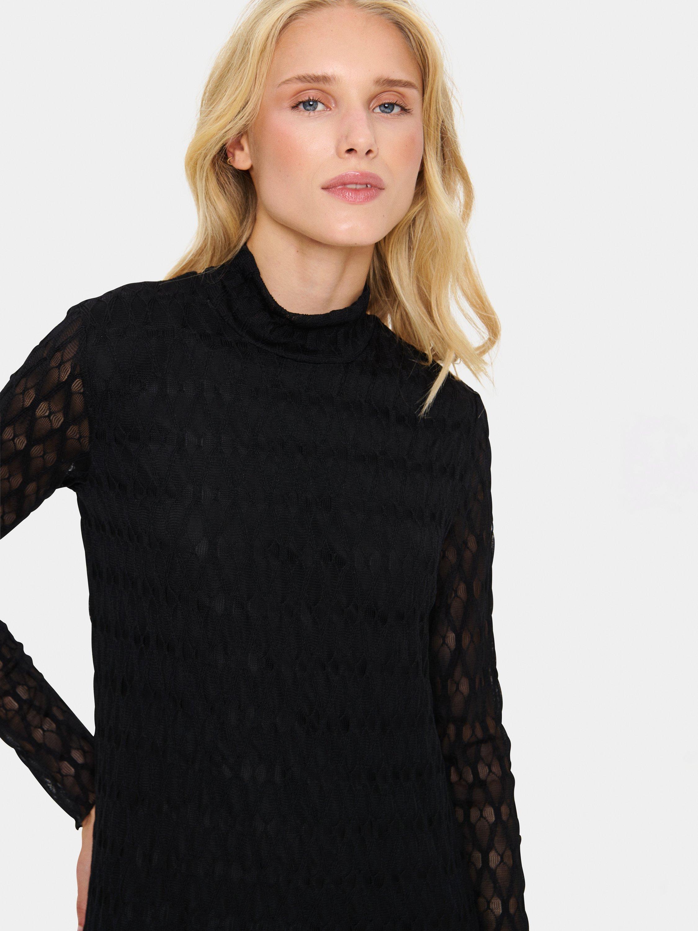 Product image 4 of 6, which shows Saint Tropez Hattie Geometric Sheer Midi Bodycon Dress, Black, XS
