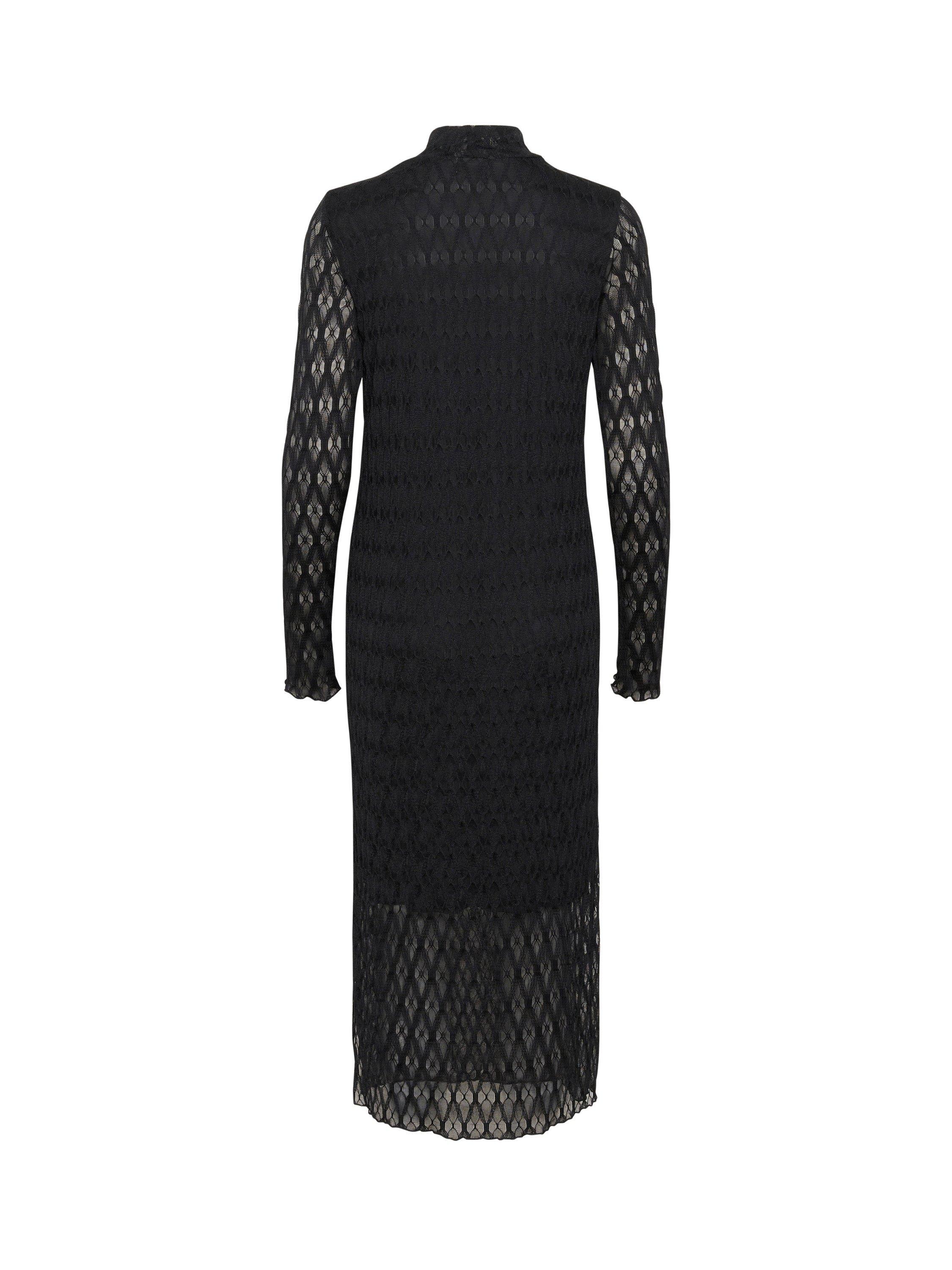 Product image 6 of 6, which shows Saint Tropez Hattie Geometric Sheer Midi Bodycon Dress, Black, XS